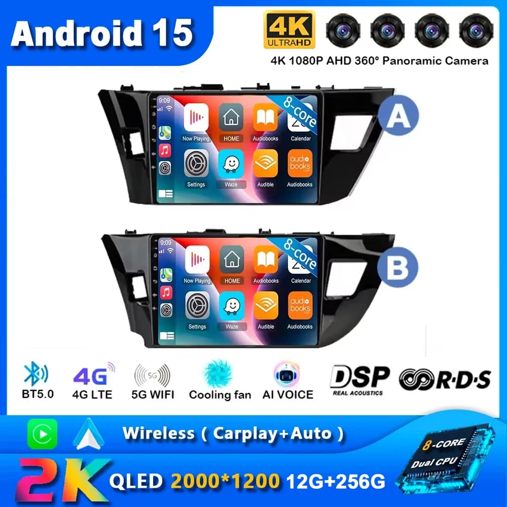 Android 15 Autoradio Per Toyota Corolla Ralink 2013-2016 2 Din Auto Lettore Video Multimediale Navigazione GPS Carplay Stereo DSP