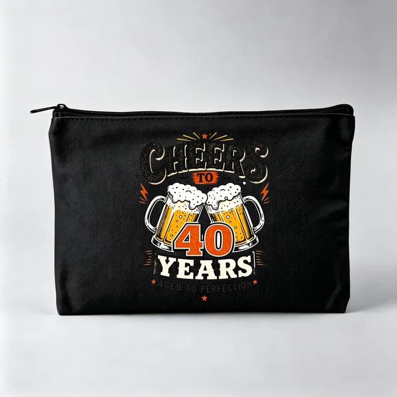 Women's Slogan Style Makeup Bag with Beer Mug Graphic, Zipper Cosmetic Pouch for Casual Use