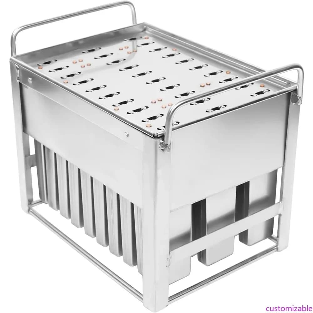 Stampi per Gelato in Acciaio Inox - Set da 30 Stampi per Ghiaccioli con Coperchi per Dolci Congelati Fatti in Casa e Bastoncini per Torte