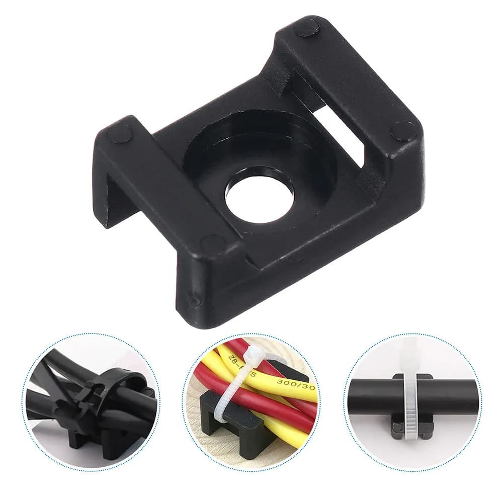 100 Pezzi Supporti per Fascette in Nylon, Base a Sella per Cavi, Fili, Organizzazione Elettronica, Gestione Cavi Desktop, Morsetti per Fascette Zip