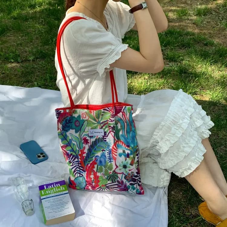 Borse a Tracolla Sottili con Cinghia in PU Floreale per Donne, Borsa Casual a Pois e Leopardata, Borsa a Mano Leggera Reversibile per Ragazze