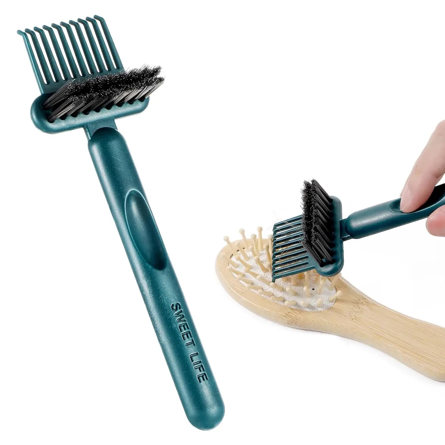 1/2 Pcs Hair Brush Cleaning Tool 2-In-1 Comb Cleaning Brush Comb Cleaner Brush Mini Remover Removing Dust Cleaning Supplies