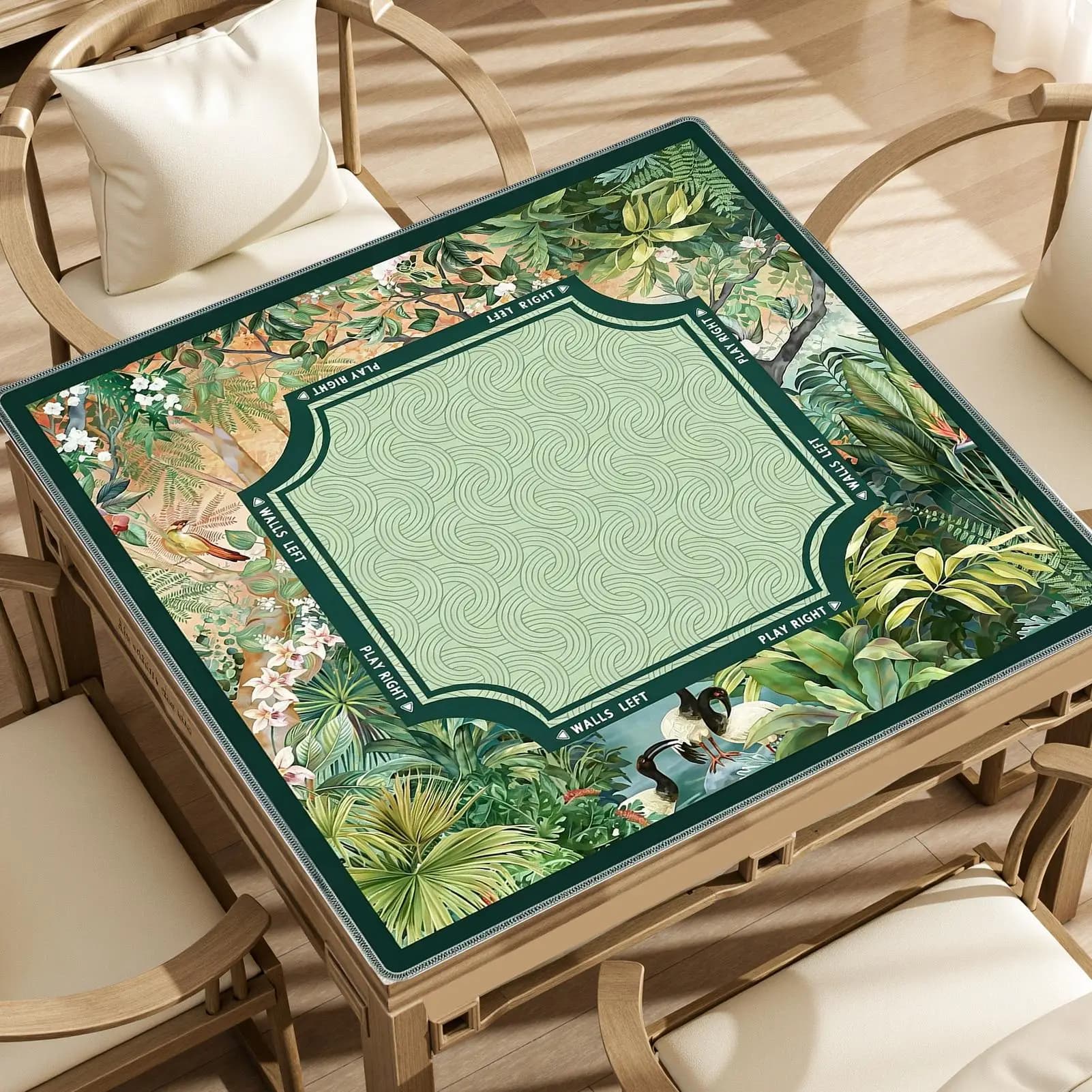 80x80cm Non-Slip Mahjong Mat for Table Noise Reduction Tropical Mahjong Mat Table Cover for Tile Games Home Dorm Apartment