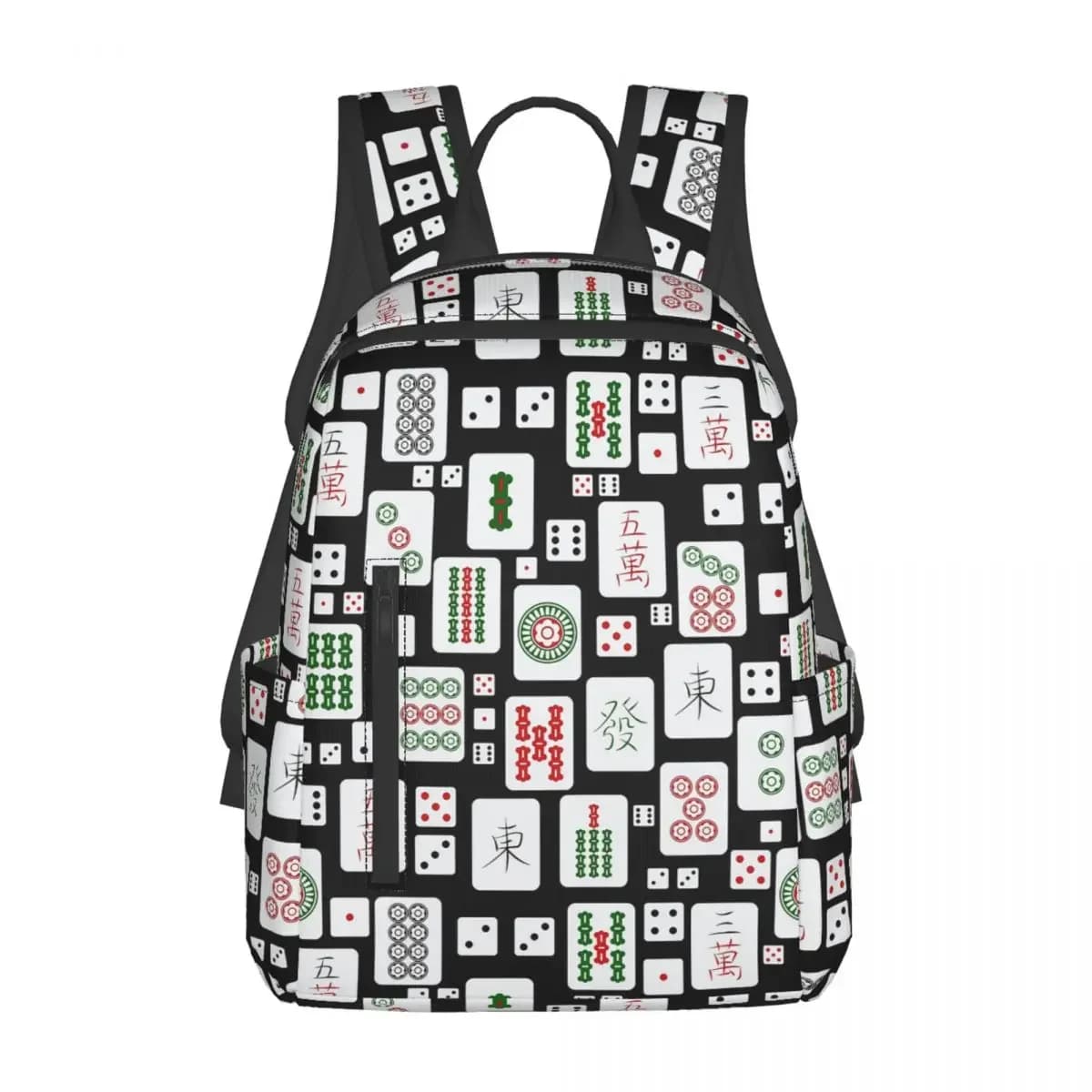 Mahjong Tiles Game Dice Backpack Large Capacity Children BookBag School Bag Shoulder Bags for Men Women