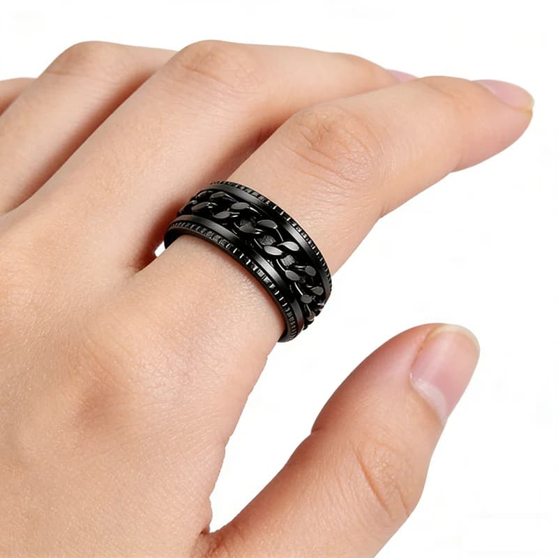Anello Girevole Antistress con Catena, Gioiello da Dito Colorato in Stile Punk, Anelli in Acciaio Inossidabile per Uomini e Ragazze, Accessori Regalo