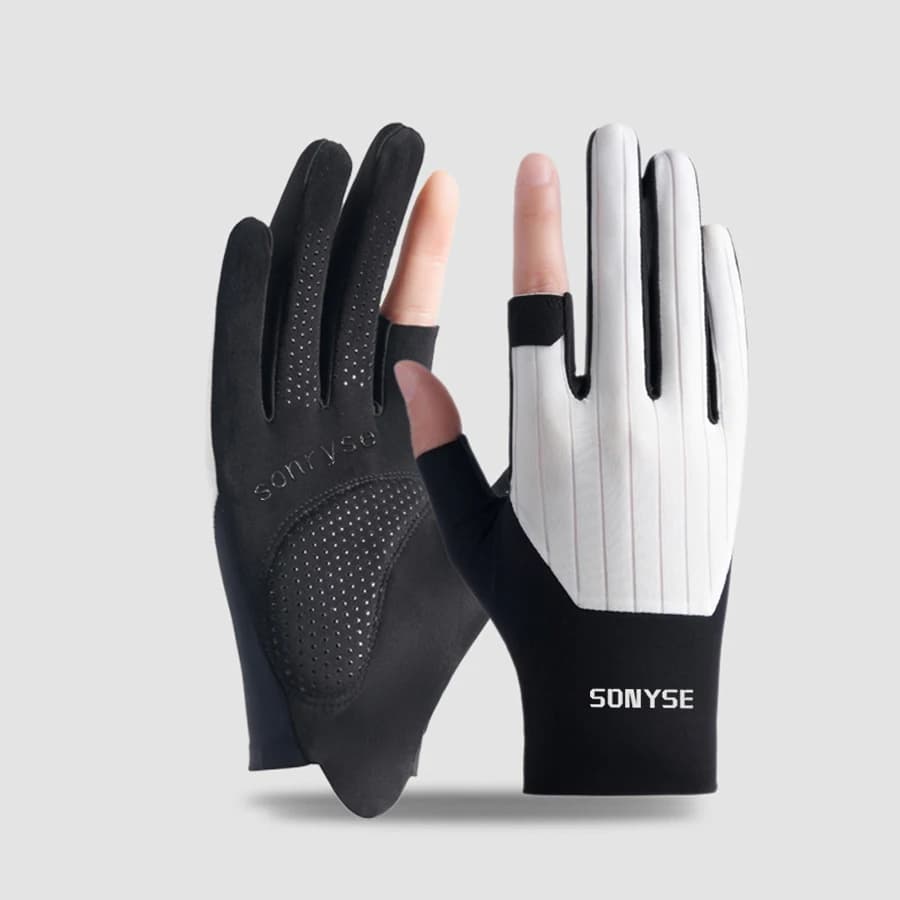 Guanti aperti a 2 dita, antiscivolo, traspiranti, protezione UV, touch screen, per ciclismo, pesca, guida, sport all'aria aperta, uomini e donne