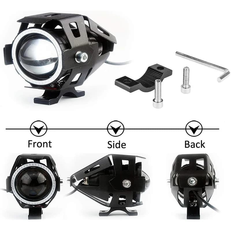 U7 LED Motorcycle Headlight Angel Eyes Motorbike LED Auxiliary Lamp U7 Headlamp Spotlights Motorcycle Headlights