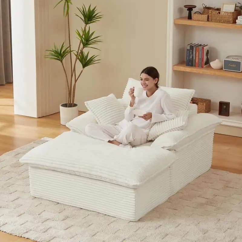 52 inch modern and comfortable single-seat sofa with unique design on the footrest, lounge chair for living room, bedroom,