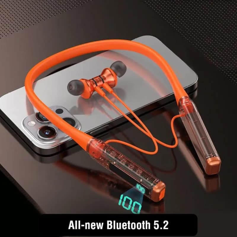 S-06 Transparent Wireless Earphones Magnet Neckband Headphones Sports Earphone Digital Display for Gaming Sport Stereo Headset