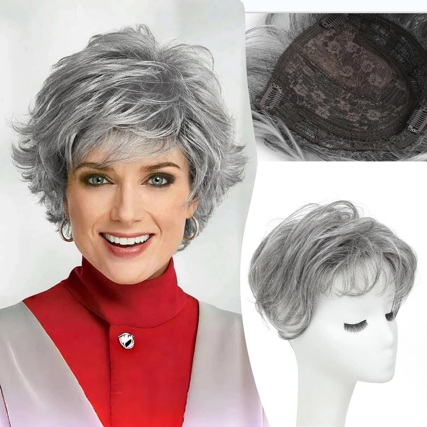 Hair Toppers for Women Short Hair Toppers with Bangs 7" x 7" Cut Short Hair Toppers for Women with Thinning Hair SyntheticTopper