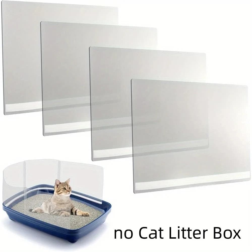 Set di 4 Scudi Anti-Schizzi per Lettiera Gatti con Bordi Alti, Protezione Impermeabile Facile da Pulire