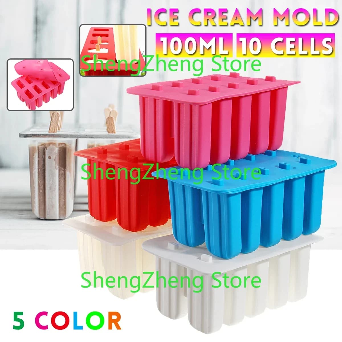 Stampo per gelato 10 celle Stampo per gelato congelato Stampo per ghiaccioli Yogurt Ghiaccio Decorazioni fai da te