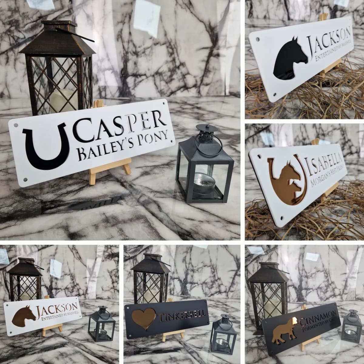 Targa Personalizzata in Acrilico con Numero Civico Inciso al Laser e Design a Zoccolo Equestre, Placca per Indirizzo Esterna Personalizzata per Stalla
