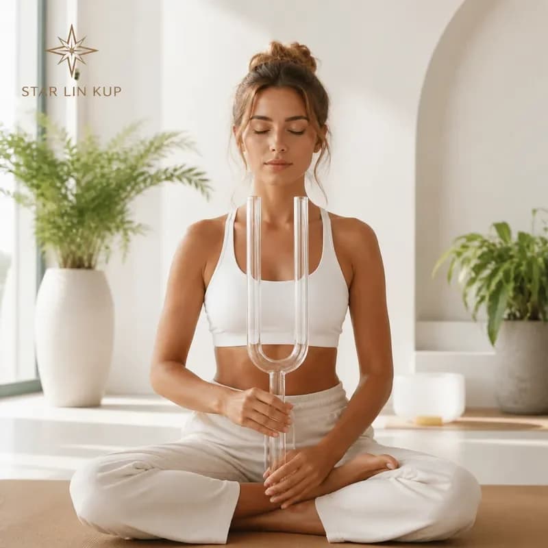 STAR LIN KUP 16mm Clear Quartz Crystal Singing Tuning Fork 440Hz 432Hz Healing Sound Therapy Tool for Chakra Balance