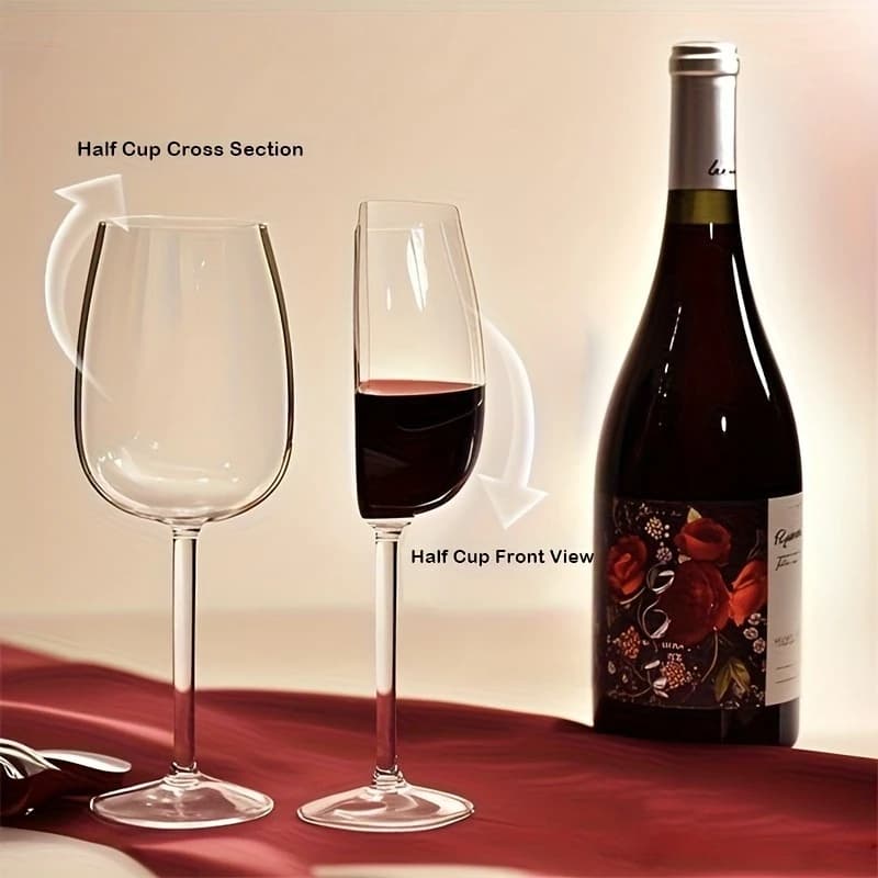 Bicchiere da champagne a mezza tazza di vino rosso in cristallo creativo europeo per uso domestico, design a semicerchio