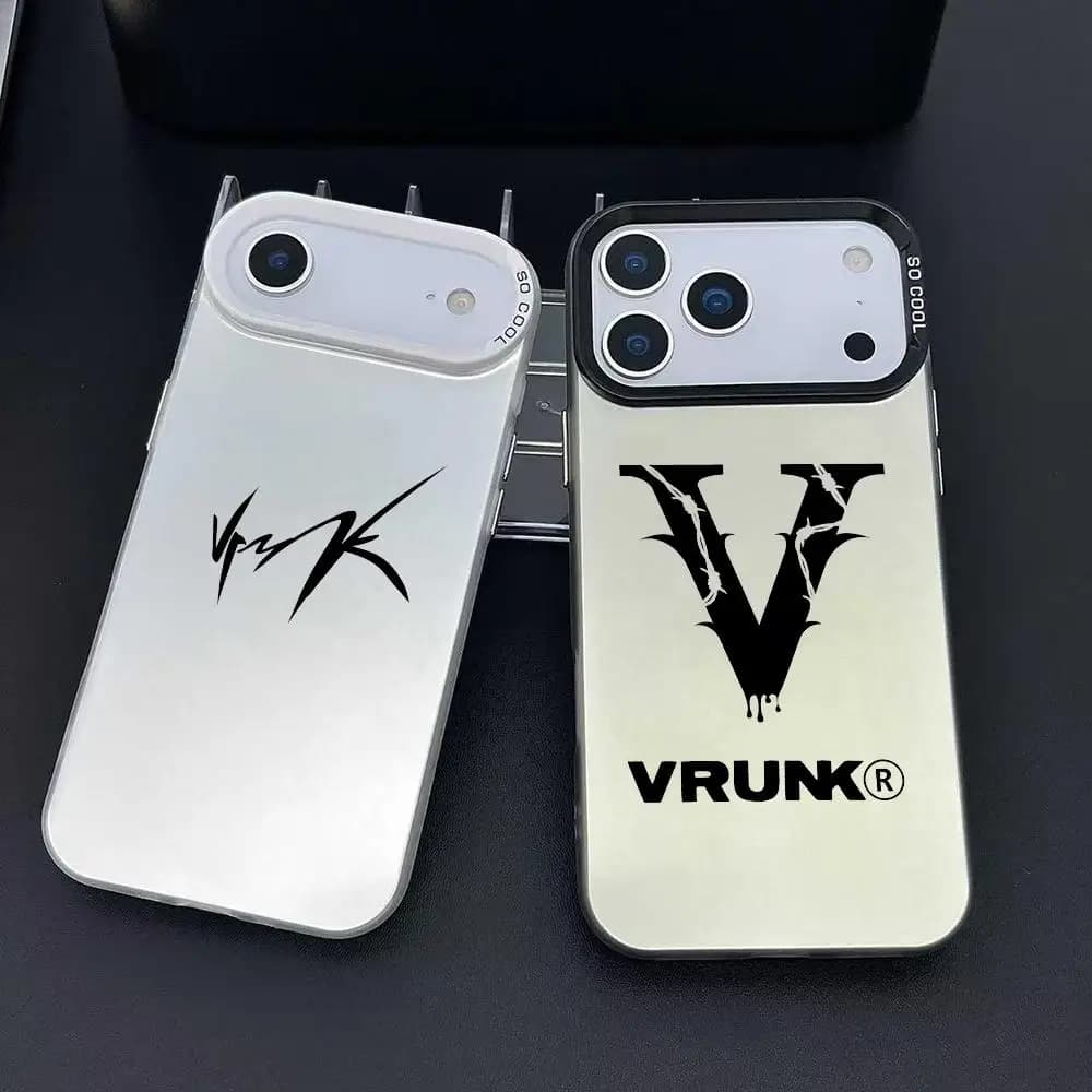 Fashion V-VrunkS Logo Phone Case For IPhone 17 16 15 14 13 12 11 Pro Max Air Colorful Laser Nail Aurora Phone Case Anti-shocket