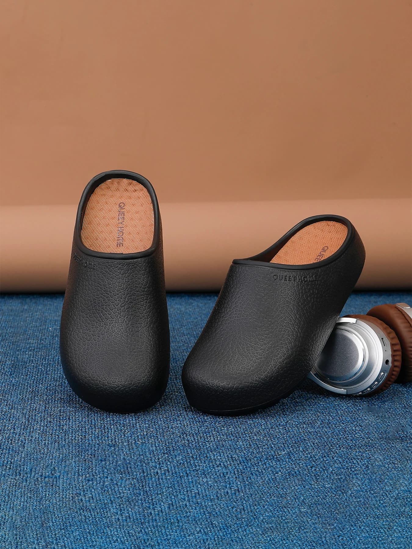 Zoccoli Estivi da Uomo, Texture Simil-Pelle, Resistenti alle Macchie, Facili da Indossare/Togliere, per Uso Interno ed Esterno, Scarpe Versatili e Comode