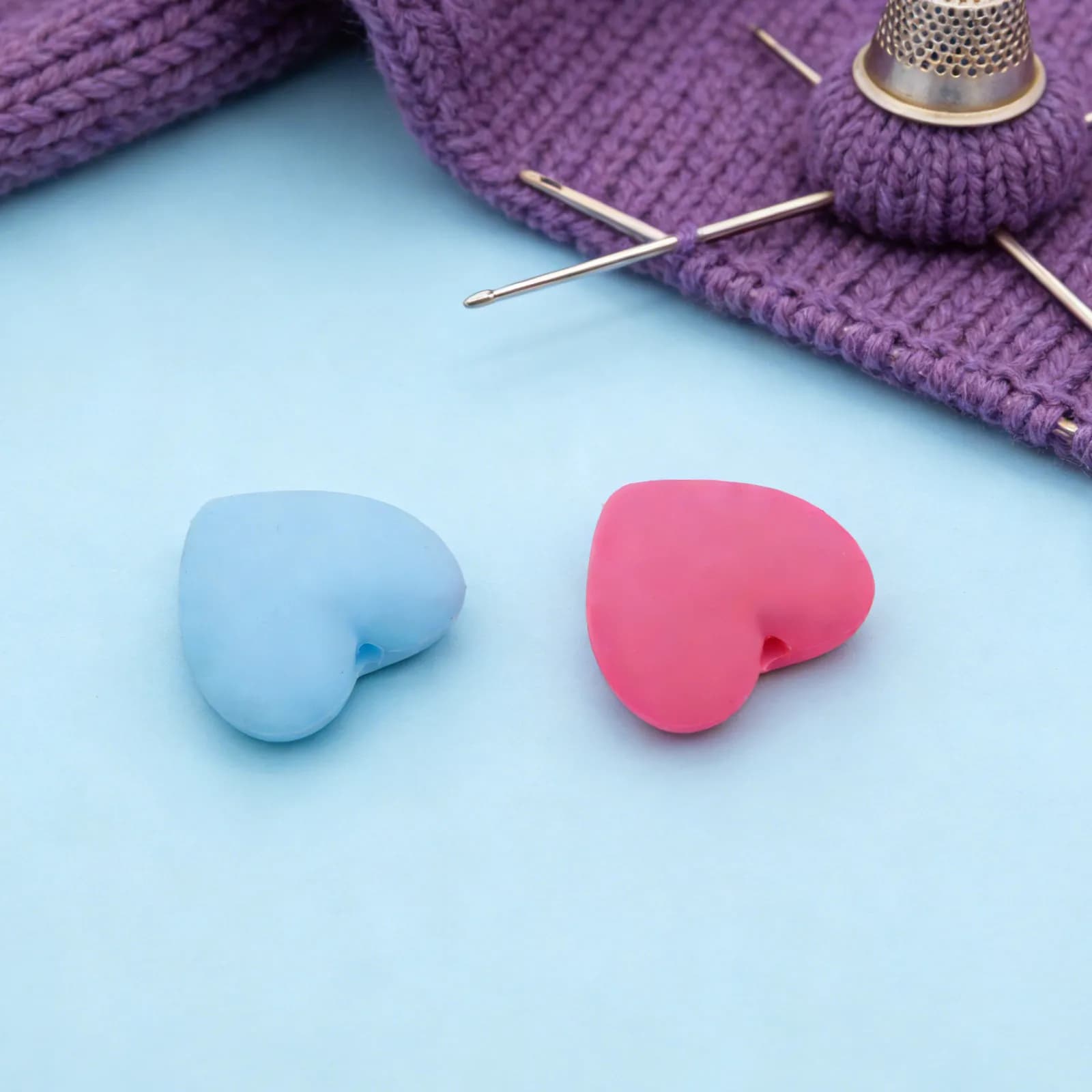12Pcs Silicone Heart Shaped Knitting Needle Caps Cute Point Protectors Stable Fit Stopper for Sweater Scarf DIY Knit Needle
