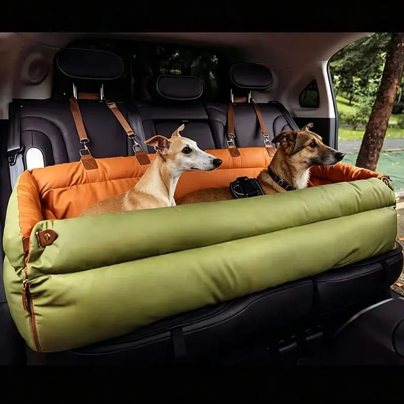 Sedile Auto Lusso Impermeabile in Similpelle per Cani, Cuccia Rialzata per Auto per Cani di Piccola Taglia e Gatti, Morbido Lettino da Viaggio per Gatti con Fibbia di Sicurezza