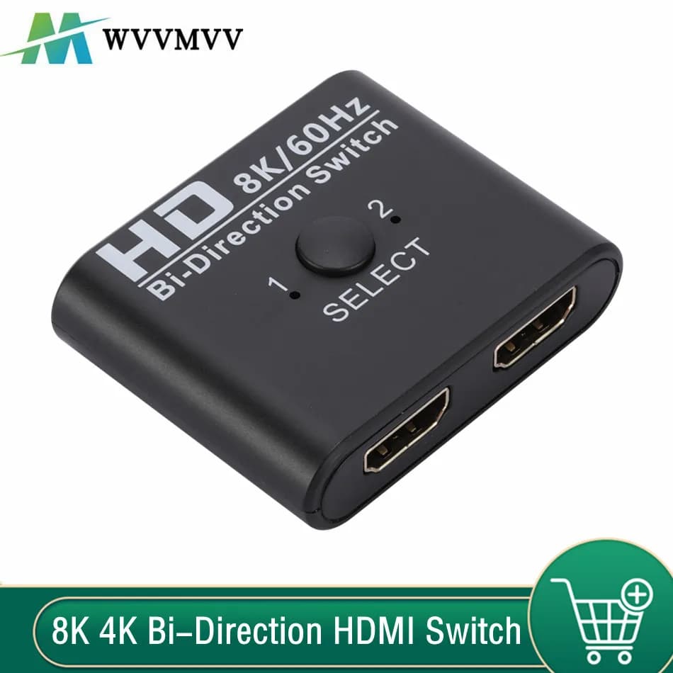 Splitter compatible two-way switcher HDMI 8K 60Hz HDMI Switch 4K 60Hz 1x2/2x1 for Xbox PS3/4 laptop PC to monitor the projector