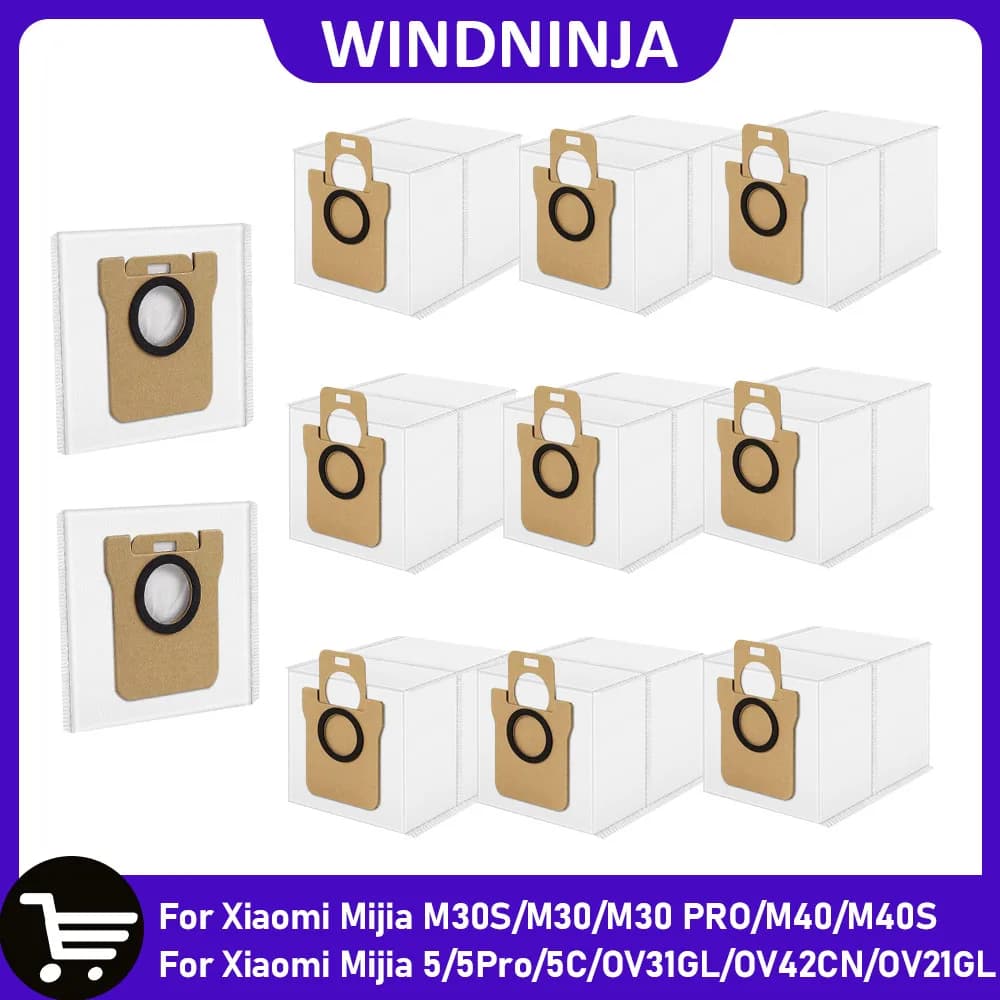 Dust Bags For Xiaomi Mijia M30/M30S/M40/M40S/5/5C/5Pro/OV42CN/OV21GL Disposable Bags Replacement Robot Vacuum Cleaner Accessorie