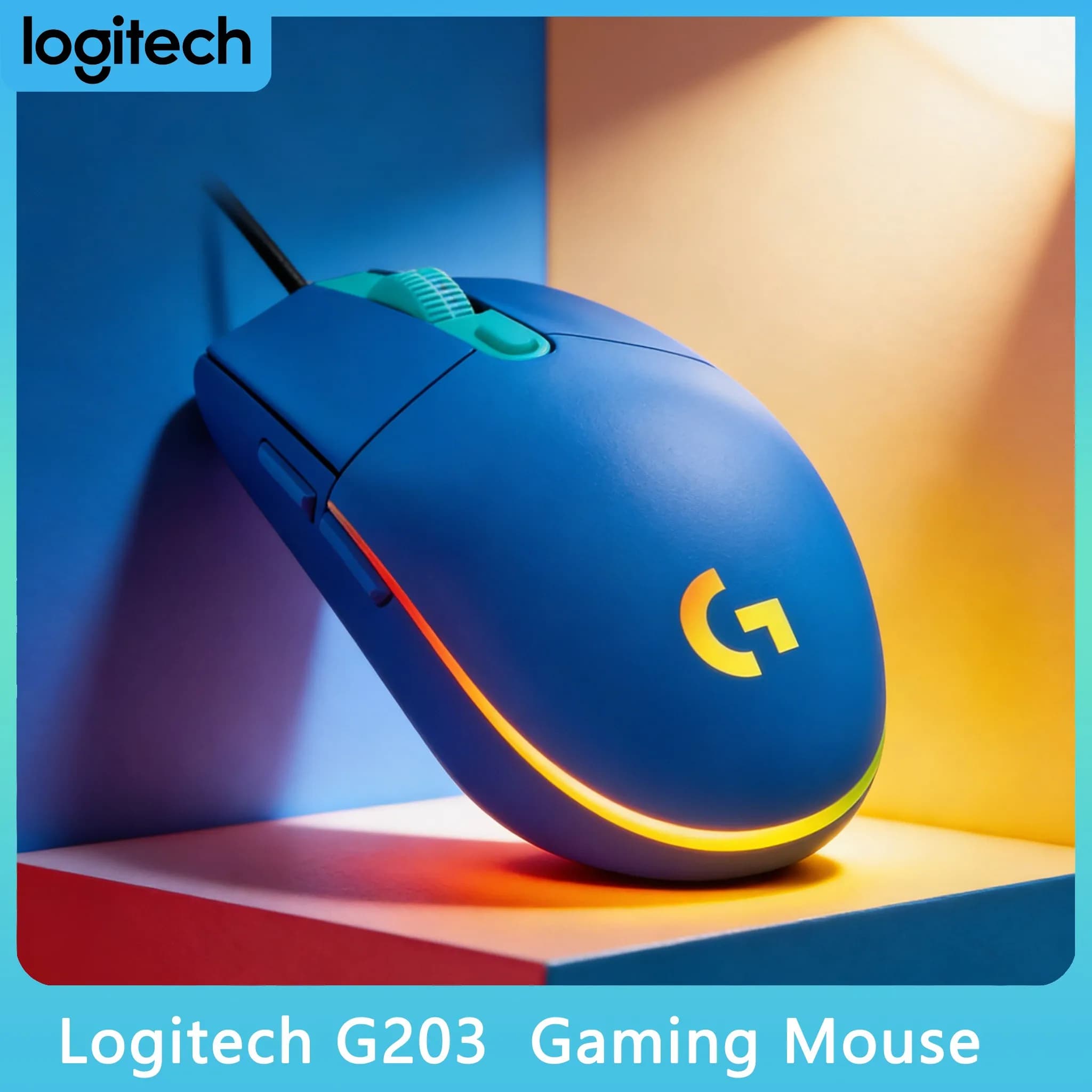 Mouse da Gaming Logitech G203 LIGHTSYNC, Precisione 8.000 DPI, 6 Pulsanti Programmabili, Illuminazione RGB, Memoria Integrata