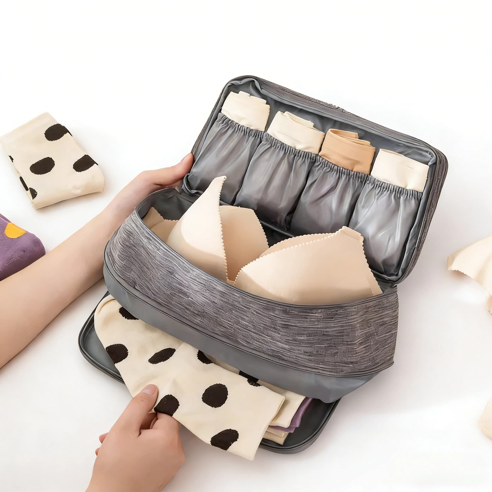 Foldable Storage Bag for Underwear Bra Socks Portable Wardrobe Organizer Home Travel Luggage Clothing Sorting Packing Bag