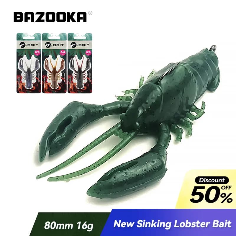 Bazooka Lobster Bait Fishing Lure Silicone Soft Lead Hook Sinking Swimbait Wobblers JIG Shad Worm Jighead Bass Pike Winter Bait