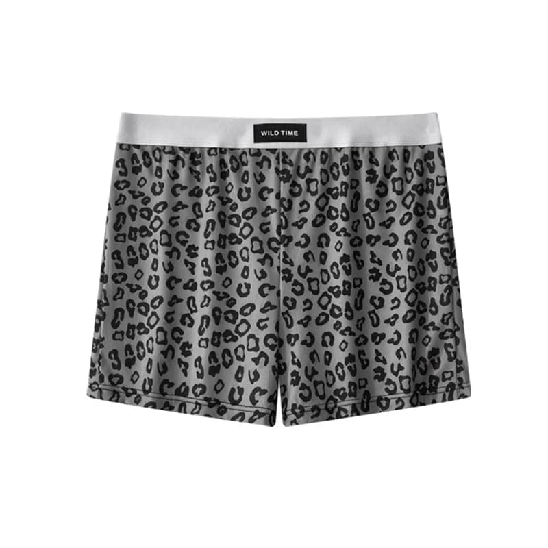 Leopard Printed Ice Silk Men's Underwear Thin Breathable Man Panties Boxer Shorts Loose Quick Drying Youth Home Wear Arrow Pants
