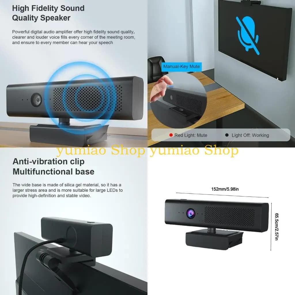 Webcam speaker definition 587B 1080P with button deactivating built-in microphone and cover for Play