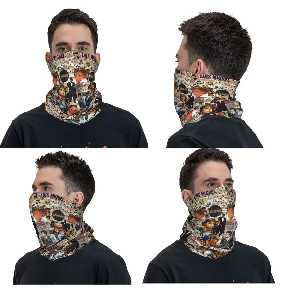 Luis Miguel Singer Bandana Copricollo Sciarpa stampata Maschera multifunzione per il viso Unisex Adulto Lavabile