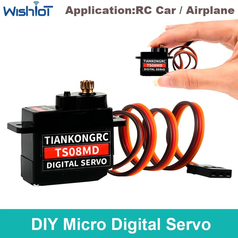 Micro Digital Servo 12g RC Parti di Elicotteri Mini TS08MD Metallo Ingranaggio per RC 250 450 Elicottero Aereo Auto Barca Robet Giocattoli FAI DA TE