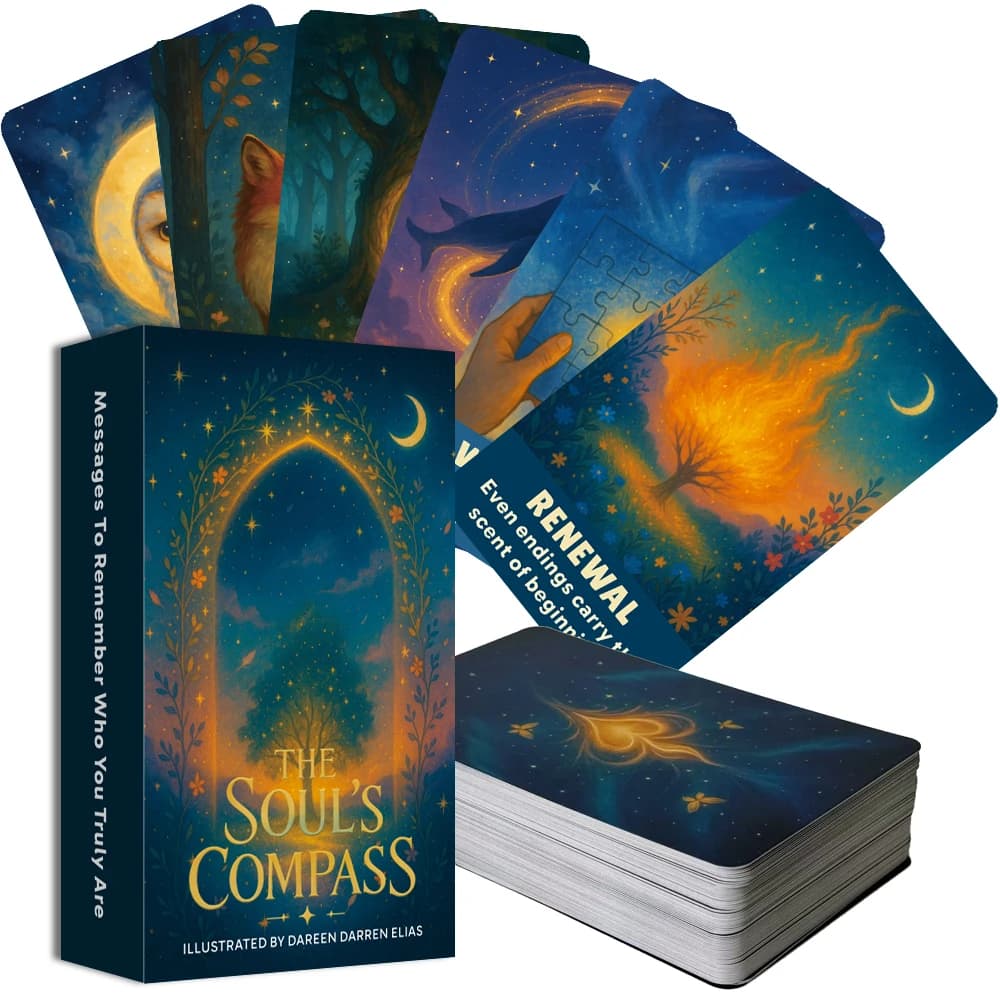 The Soul's Compass Oracle Deck, 80 carte con messaggi per l'anima, riflessione e meditazione giornaliera, 12*7 cm, carte dei tarocchi
