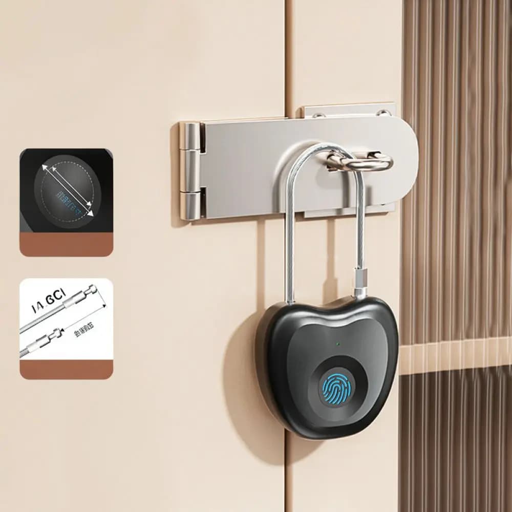 Smart Fingerprint Padlock Electronic Biometric Security Lock Rechargeable Cable For School Locker Backpack Suitcase Travel
