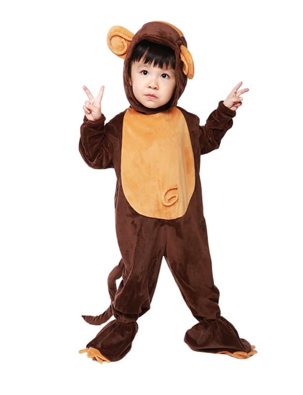 Kids Animal Monkey Onesize Pajamas Unisex Costume Fleece Boys Girls Flannel Anime Jumpsuit Disguise Cosplay Onesies Halloween