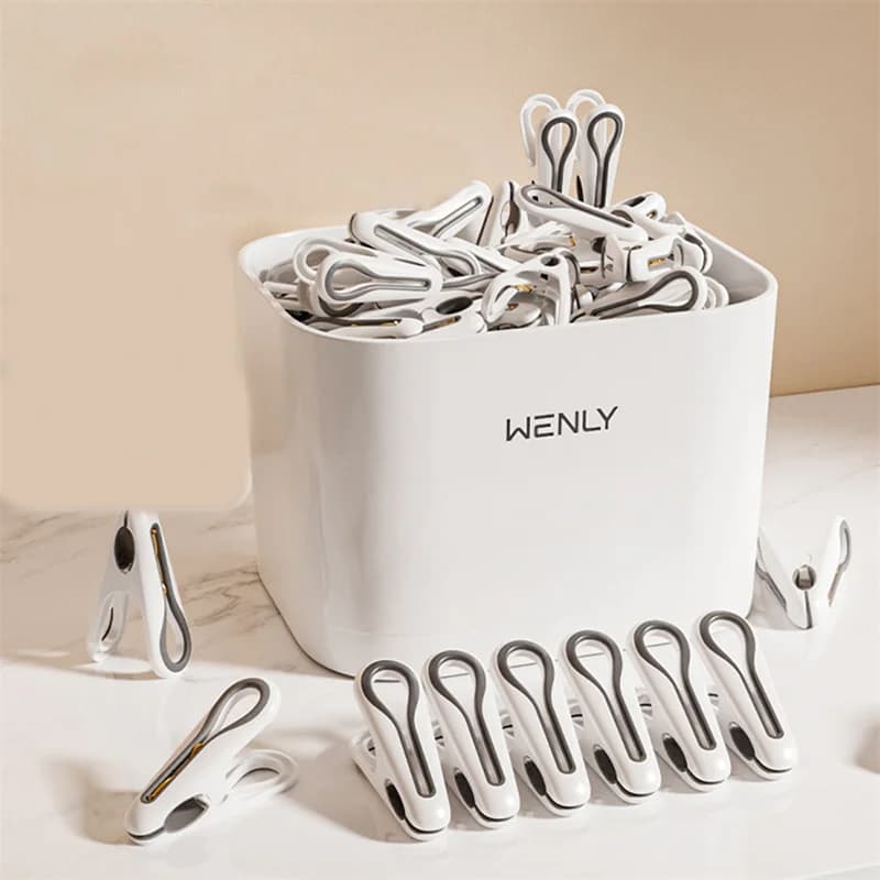 24/36pcs Clothes Spills with Storage Basket Clips for Home Food Socks For Underwear Pioli For Hanging Plastic Bag Clips