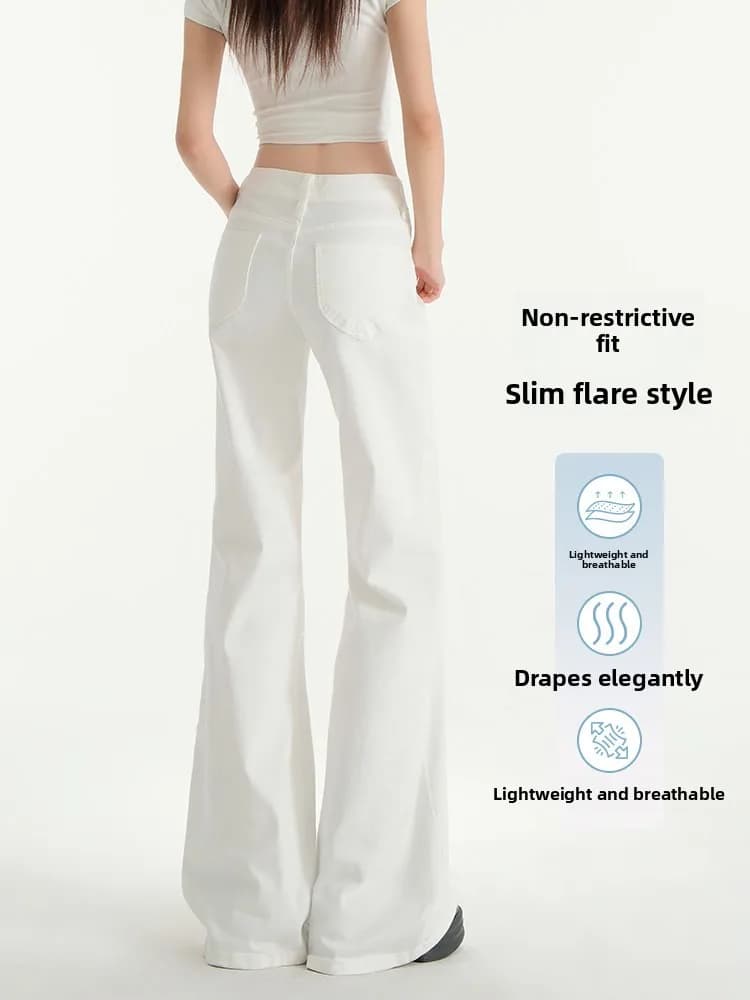 American Style Low Waist White Bell Bottom Jeans Women's Spring Summer New Small Size Loose Slimming Non-Matching Leggings