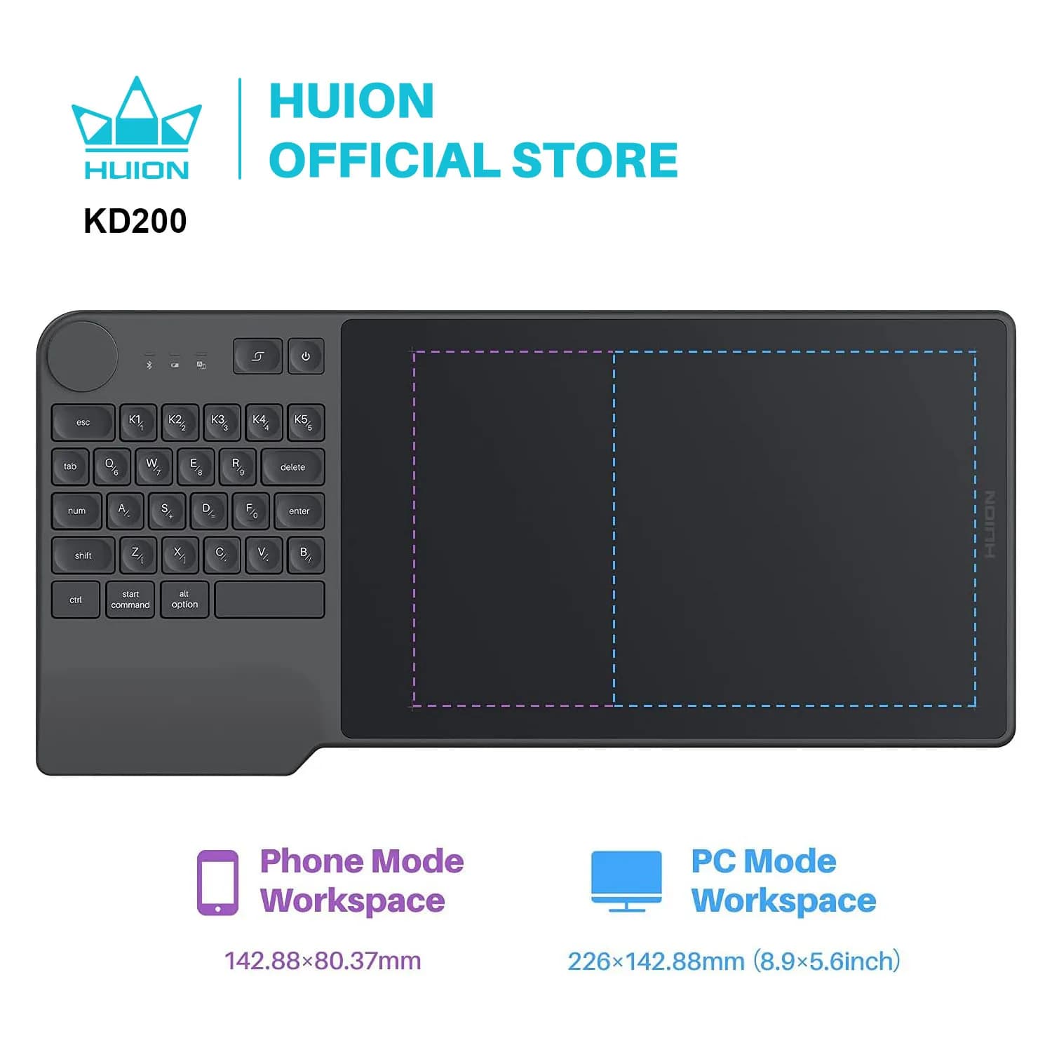 HUION Graphics Tablet OSU Game Keydial KD200 Tablet penna senza batteria disegno grafico digitale Wireless con tastiera