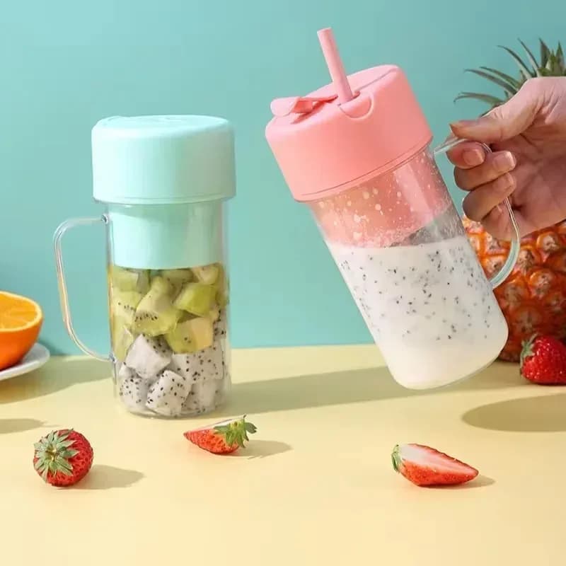 Portable USB Rechargeable 300ml Electric Juicer Cup with Straw Fruit Blender Bottle Smoothie Maker for Home Gym Outdoor Travel