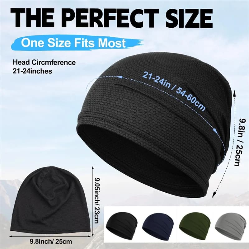 Men Women Quick Dry Breathable Stretch Beanie Skull Hat Sports Running Headwrap Hat Cycling Under Helmet Liner Absorb Sweat Cap