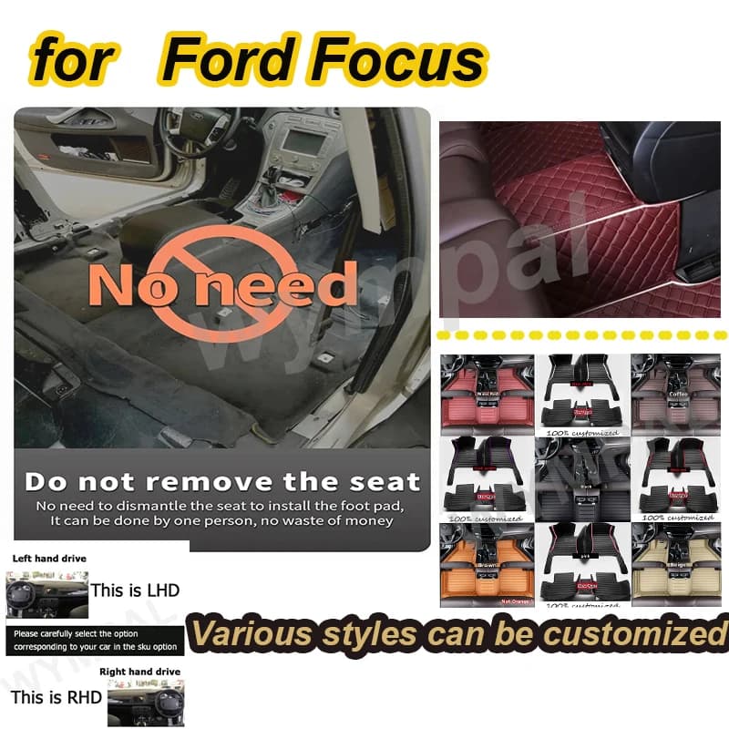 Tappetini per auto in pelle su misura di LUSSO per Ford Focus MK4 2019 2020 2021