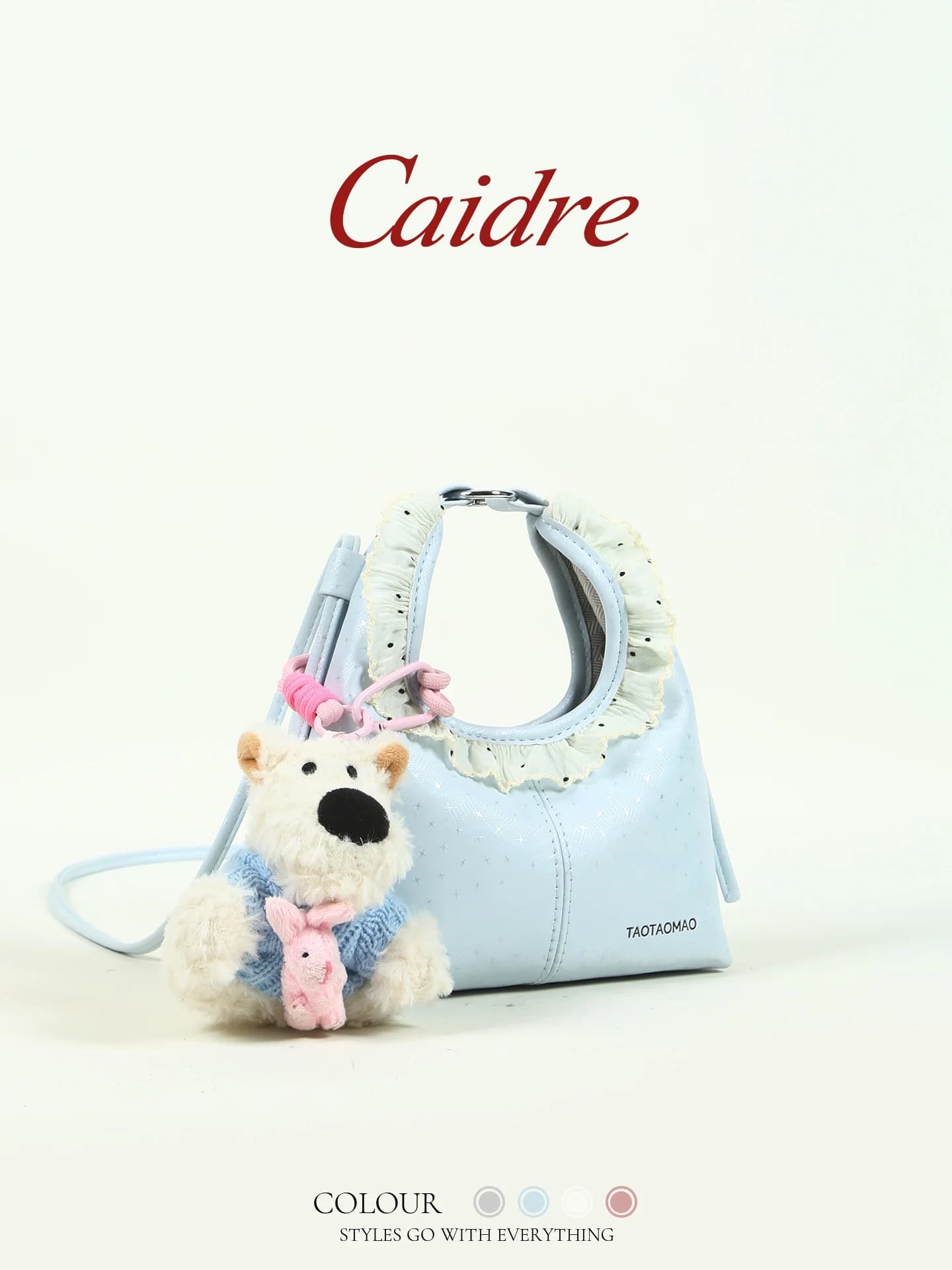 Borsa a Tracolla Piccola Stile Balletto Caidre, Graziosa Borsetta da Ragazza, Regalo di Compleanno, Moonbag con Cagnolini, in Morbida Pelle PU Colorata