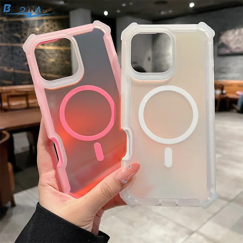 Custodia Protettiva di Lusso Laser Dazzling Armor per iPhone 17 Air 16 15 14 13 Pro Max con Ricarica Wireless e Doppio Strato di Protezione, Compatibile con MagSafe