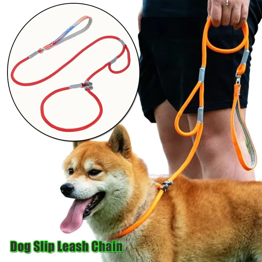 Military Grade Dog Leash Slip Chain Dual Handle Nylon Rope No Pull Training Lead Heavy Duty Pet Traction Rope for M L Dogs