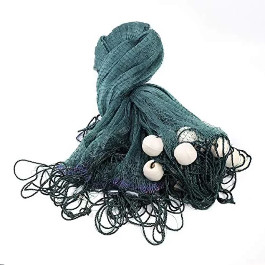 Rete da traino per pesca in mare e spiaggia, in nylon, colore bianco, dimensioni 10x65 piedi con galleggiante e maglia fine per alta efficienza.