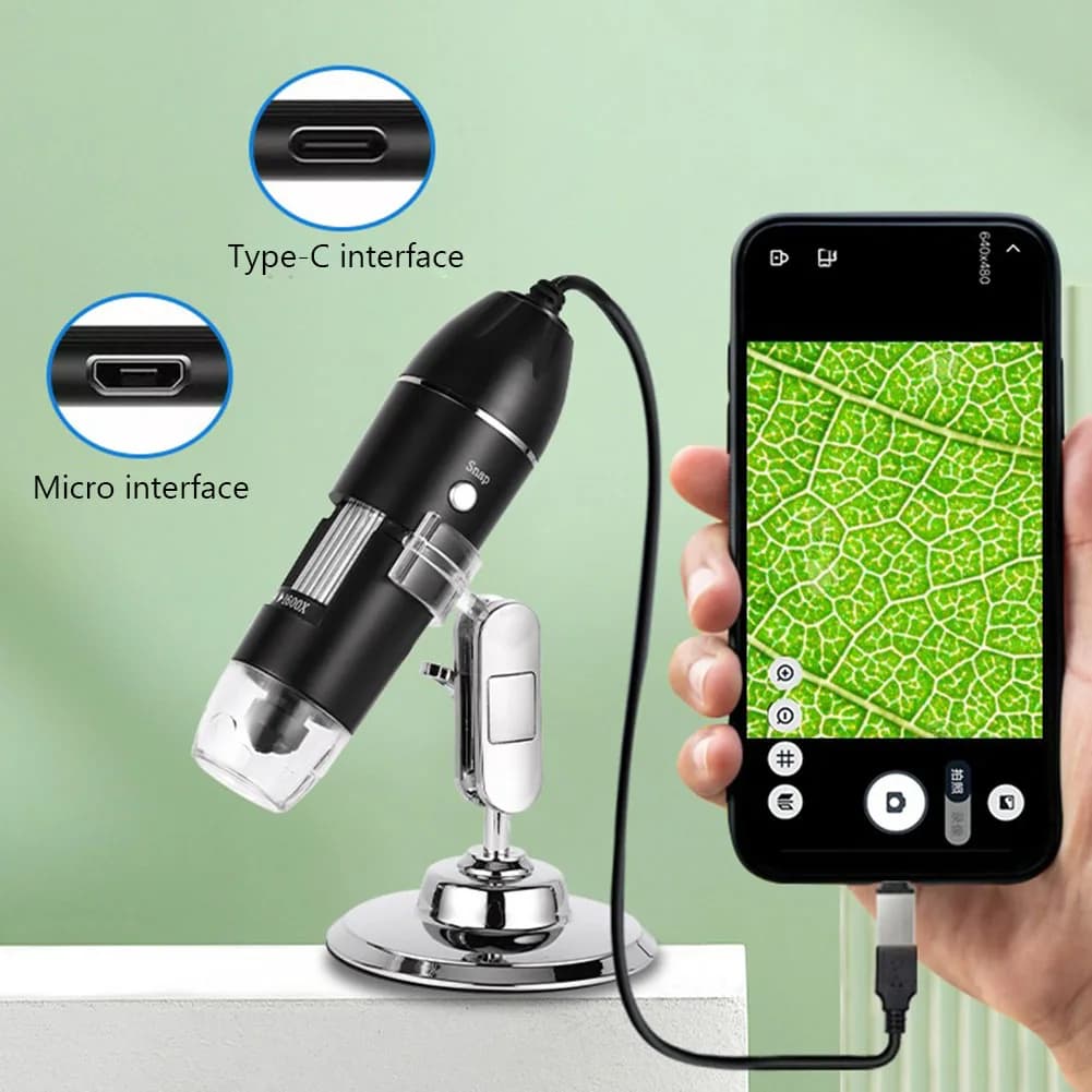 Microscopio elettronico microscopio digitale USB 1080P HD 1600X LED per lente d'ingrandimento per saldatura manutenzione telefono finestra Android Mac