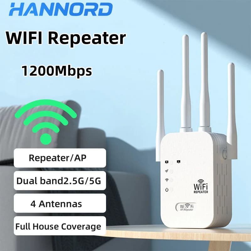 Hannord 1200Mbps Ripetitore WiFi Wireless Ripetitore di Segnale Wifi Dual-Band 2.4G 5G WiFi Extender Router Spina UE USA Amplificatore WiFi