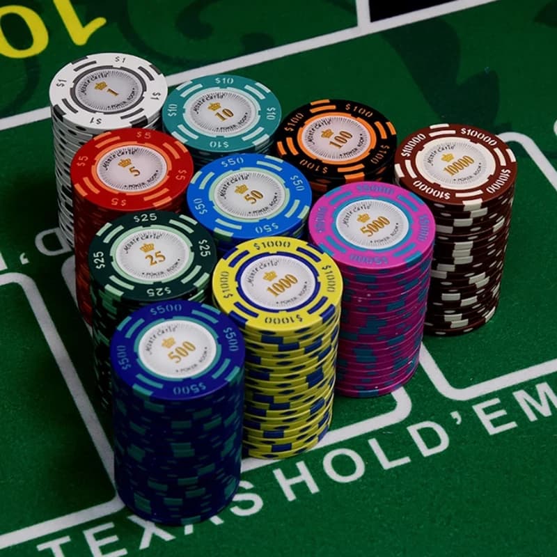 50 pezzi fiches da poker in ceramica gettoni per scacchi chip club di poker di fascia alta esclusivo Texas Hold'em chip scatola di immagazzinaggio giochi da tavolo