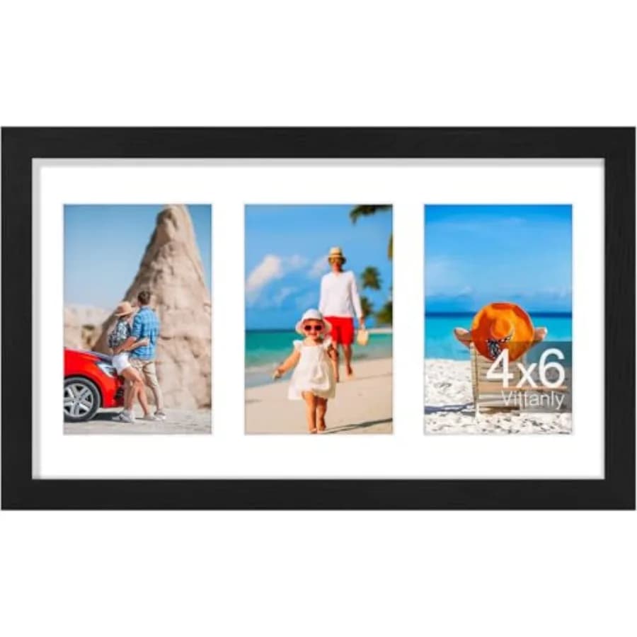 Picture Frames Collage, Displays 3Pcs 4x6 Pictures with Mat, 4x6 Collage Picture Frame for Horizontal or Vertical Display,,1 Pa