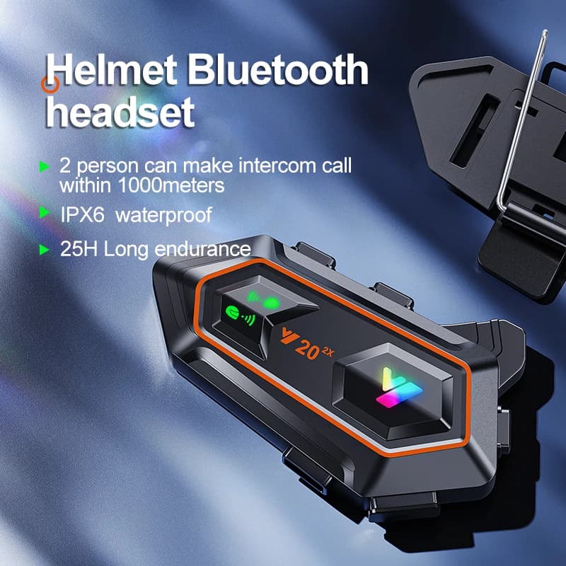 Y20 2X Motorcycle Helmet Interphone Bluetooth 5.0 Headphones for IPX6 wireless helmet Waterproof call in speaker Headset
